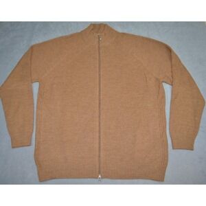 Tiger Woods Collection Nike 100%  Wool Sweater Jacket Men's 2XL Brown Knit